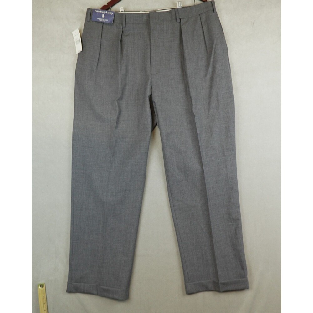 NWT Polo Ralph Lauren The Siena Pant 42x32 Pleated Cuffed Gray Trousers